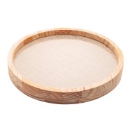 Bandeja 34cm Redonda De Madeira Com Sisal Pinus